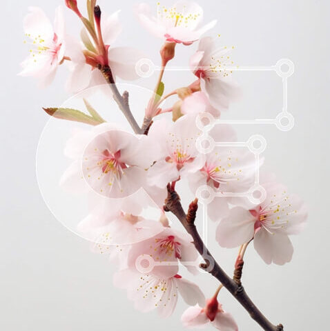 Intra Συλλεκτικό Ξύλινο Παζλ Plywood  4mm - Όμορφη εικόνα ενός κλαδιού από ροζ άνθη κερασιάς Σε Ξύλινο Κουτί - Διαστάσεις: 10x10 cm – 25 κομμάτια - Image 1