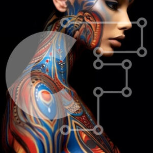 Intra Συλλεκτικό Ξύλινο Παζλ Plywood  4mm - Εκπληκτική γυναίκα με ζωηρή τέχνη σώματος Σε Ξύλινο Κουτί - Διαστάσεις Puzzle: 10x10 cm – 25 κομμάτια