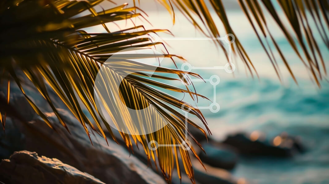 Intra Συλλεκτικό Ξύλινο Παζλ Plywood  4mm - Palm Tree by the Ocean with Rocks on the Beach Σε Ξύλινο Κουτί - Διαστάσεις: 10x10 cm – 25 κομμάτια