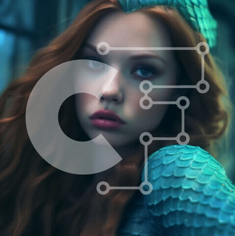 Intra Συλλεκτικό Ξύλινο Παζλ Plywood  4mm - Εκπληκτική Γοργόνα με κόκκινα μαλλιά και τρίαινα Σε Ξύλινο Κουτί - Διαστάσεις Puzzle: 10x10 cm – 25 κομμάτια - Image 1