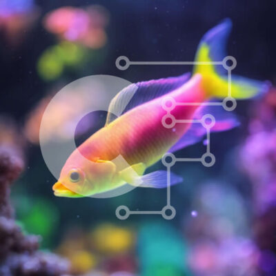 Intra Συλλεκτικό Ξύλινο Παζλ Plywood  4mm - Πολύχρωμα ψάρια που κολυμπούν σε μια δεξαμενή κοραλλιογενών υφάλων Σε Ξύλινο Κουτί - Διαστάσεις: 10x10 cm – 25 κομμάτια - Image 1