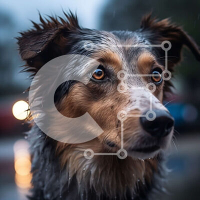 Intra Συλλεκτικό Ξύλινο Παζλ Plywood  4mm - Σοβαρό σκυλί με βρεγμένο τρίχωμα που κοιτάζει την κάμερα Σε Ξύλινο Κουτί - Διαστάσεις: 10x10 cm – 25 κομμάτια - Image 1