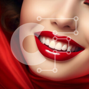 Intra Συλλεκτικό Ξύλινο Παζλ Plywood  4mm - Πανέμορφη γυναίκα με κόκκινο μακιγιάζ που χαμογελά για την κάμερα Σε Ξύλινο Κουτί - Διαστάσεις Puzzle: 10x10 cm – 25 κομμάτια