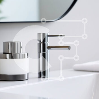 Intra Συλλεκτικό Ξύλινο Παζλ Plywood  4mm - Μοντέρνος νεροχύτης μπάνιου με λευκή πορσελάνινη λεκάνη και βρύση χρωμίου Σε Ξύλινο Κουτί - Διαστάσεις Puzzle: 10x10 cm – 25 κομμάτια - Image 1