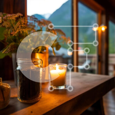 Intra Συλλεκτικό Ξύλινο Παζλ Plywood  4mm - Άνετο εσωτερικό με ζεστό φως κεριών και θέα στο βουνό Σε Ξύλινο Κουτί - Διαστάσεις Puzzle: 10x10 cm – 25 κομμάτια - Image 1