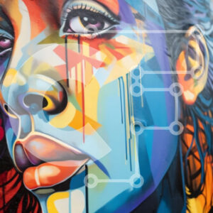 Intra Συλλεκτικό Ξύλινο Παζλ Plywood  4mm - Εκπληκτική εικόνα μιας γυναίκας με πολύχρωμο πρόσωπο Σε Ξύλινο Κουτί - Διαστάσεις Puzzle: 10x10 cm – 25 κομμάτια