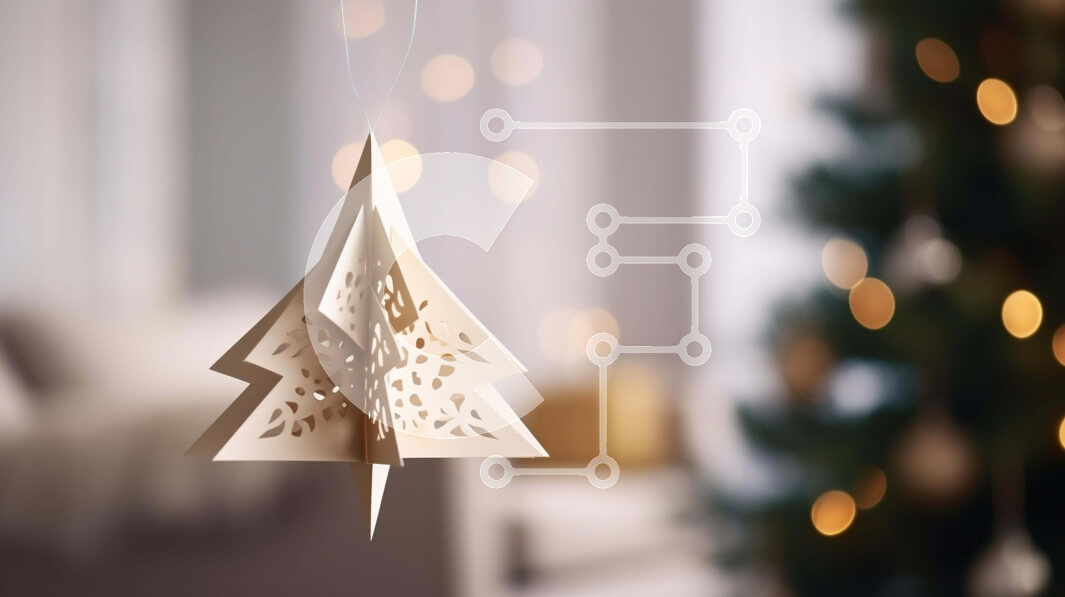 Intra Συλλεκτικό Ξύλινο Παζλ Plywood  4mm - Χριστουγεννιάτικο δέντρο από χαρτί που κρέμεται από το ταβάνι στο σαλόνι Σε Ξύλινο Κουτί - Διαστάσεις: 10x10 cm – 25 κομμάτια