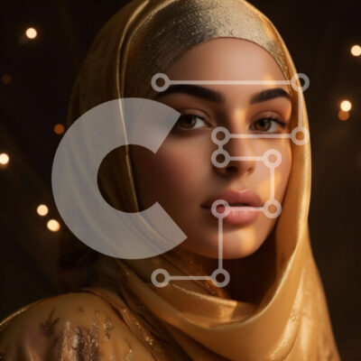 Intra Συλλεκτικό Ξύλινο Παζλ Plywood 4mm - Όμορφο πορτρέτο μιας γυναίκας με χρυσό χιτζάμπ Σε Ξύλινο Κουτί - Διαστάσεις Puzzle: 10x10 cm – 25 κομμάτια - Image 1