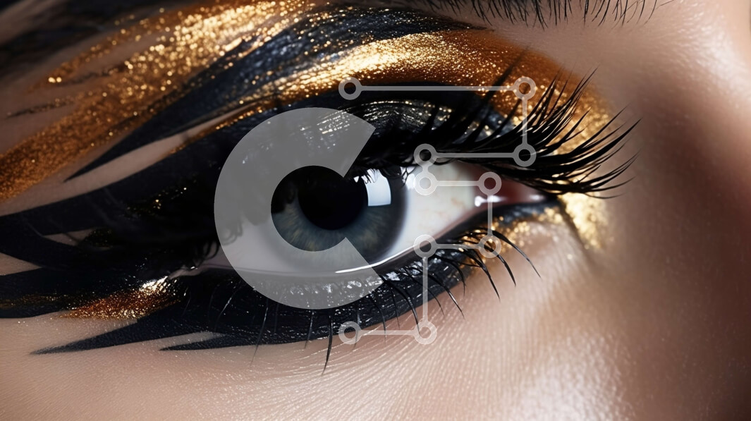 Intra Συλλεκτικό Ξύλινο Παζλ Plywood  4mm - Εκπληκτική κινηματογράφηση σε πρώτο πλάνο του γυναικείου ματιού με μαύρο και χρυσό μακιγιάζ Σε Ξύλινο Κουτί - Διαστάσεις Puzzle: 10x10 cm – 25 κομμάτια