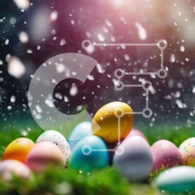 Intra Συλλεκτικό Ξύλινο Παζλ Plywood  4mm - Πολύχρωμα Πασχαλινά αυγά στο χιόνι Σε Ξύλινο Κουτί - Διαστάσεις Puzzle: 10x10 cm – 25 κομμάτια - Image 1