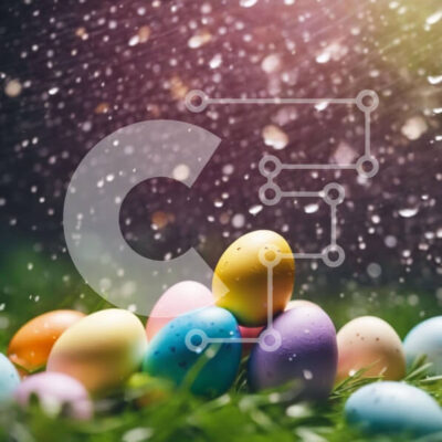 Intra Συλλεκτικό Ξύλινο Παζλ Plywood 4mm - Πολύχρωμα Πασχαλινά αυγά στη χλόη με τις σταγόνες βροχής Σε Ξύλινο Κουτί - Διαστάσεις: 10x10 cm – 25 κομμάτια - Image 1