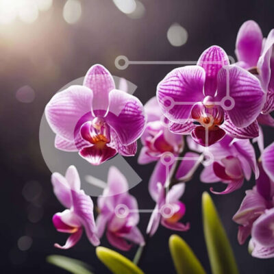 Intra Συλλεκτικό Ξύλινο Παζλ Plywood  4mm - Μωβ λουλούδια ορχιδέας σε πλήρη άνθιση Σε Ξύλινο Κουτί - Διαστάσεις: 10x10 cm – 25 κομμάτια - Image 1