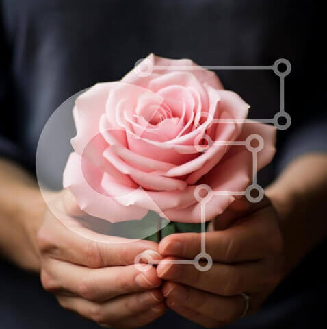 Intra Συλλεκτικό Ξύλινο Παζλ Plywood  4mm - Ροζ τριαντάφυλλο στα χέρια Σε Ξύλινο Κουτί - Διαστάσεις: 10x10 cm – 25 κομμάτια - Image 1