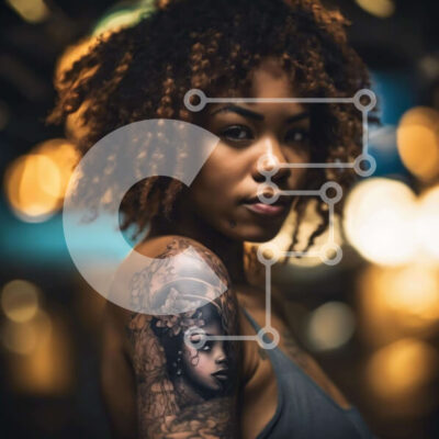 Intra Συλλεκτικό Ξύλινο Παζλ Plywood 4mm - Περίπλοκο τατουάζ βραχίονα σε νεαρή γυναίκα Σε Ξύλινο Κουτί - Διαστάσεις Puzzle: 10x10 cm – 25 κομμάτια - Image 1