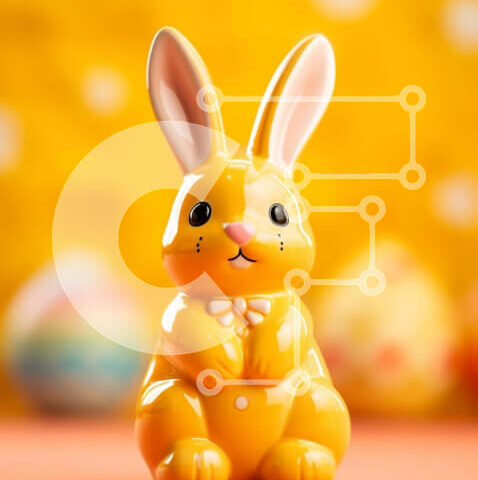 Intra Συλλεκτικό Ξύλινο Παζλ Plywood  4mm - Πολύχρωμο ειδώλιο λαγουδάκι του Πάσχα με αυγά Σε Ξύλινο Κουτί - Διαστάσεις: 10x10 cm – 25 κομμάτια - Image 1