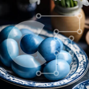 Intra Συλλεκτικό Ξύλινο Παζλ Plywood  4mm - Πασχαλινή γιορτή με μπλε αυγά και λουλούδια Σε Ξύλινο Κουτί - Διαστάσεις Puzzle: 10x10 cm – 25 κομμάτια