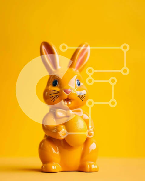 Intra Συλλεκτικό Ξύλινο Παζλ Plywood  4mm - Ειδώλιο λαγουδάκι του Πάσχα με πορτοκαλί αυγό Σε Ξύλινο Κουτί - Διαστάσεις Puzzle: 10x10 cm – 25 κομμάτια