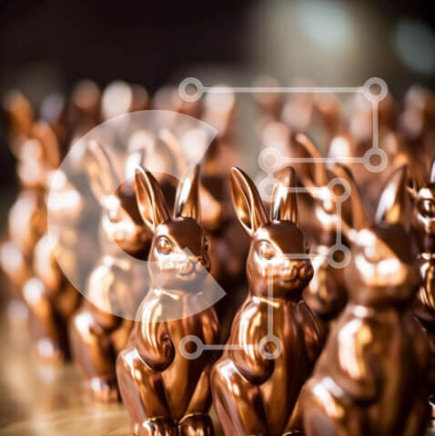 Intra Συλλεκτικό Ξύλινο Παζλ Plywood 4mm - Ομάδα ειδωλίων καφέ κουνελιών για τον εορτασμό του Πάσχα Σε Ξύλινο Κουτί - Διαστάσεις Puzzle: 10x10 cm – 25 κομμάτια - Image 1