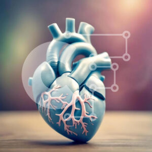 Intra Συλλεκτικό Ξύλινο Παζλ Plywood  4mm - Μπλε μοντέλο ανθρώπινης καρδιάς σε παλιό ξύλινο τραπέζι Σε Ξύλινο Κουτί - Διαστάσεις Puzzle: 10x10 cm – 25 κομμάτια