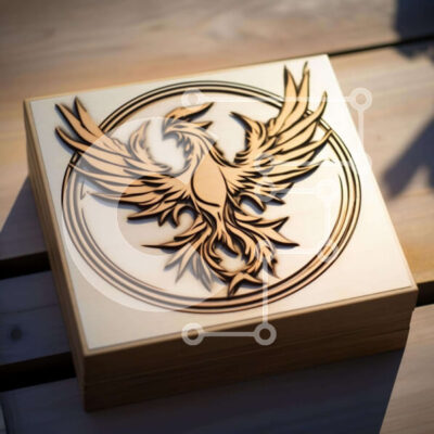 Intra Συλλεκτικό Ξύλινο Παζλ Plywood  4mm - Ξύλινο κουτί περίτεχνα σκαλισμένο με σχέδιο Phoenix Σε Ξύλινο Κουτί - Διαστάσεις: 10x10 cm – 25 κομμάτια - Image 1