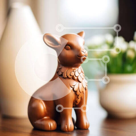 Intra Συλλεκτικό Ξύλινο Παζλ Plywood 4mm - Μικρό καφέ ειδώλιο ζώου δίπλα σε φυτά σε γλάστρες Σε Ξύλινο Κουτί - Διαστάσεις Puzzle: 10x10 cm – 25 κομμάτια - Image 1