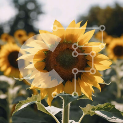 Intra Συλλεκτικό Ξύλινο Παζλ Plywood  4mm - Ηλίανθος σε ένα χωράφι με ανθισμένα λουλούδια Σε Ξύλινο Κουτί - Διαστάσεις: 10x10 cm – 25 κομμάτια - Image 1