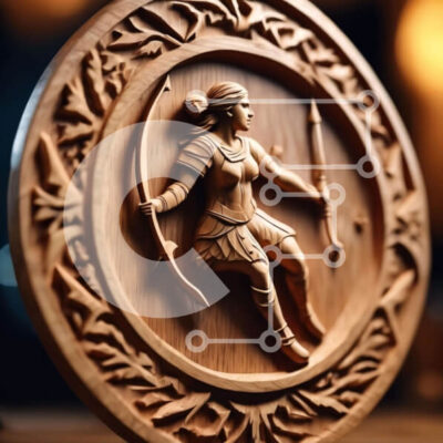 Intra Συλλεκτικό Ξύλινο Παζλ Plywood 4mm - Κυκλική Ξυλογλυπτική Τοξότης με Βέλος Σε Ξύλινο Κουτί - Διαστάσεις Puzzle: 10x10 cm – 25 κομμάτια - Image 1