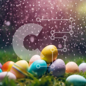 Intra Συλλεκτικό Ξύλινο Παζλ Plywood  4mm - Πολύχρωμα Πασχαλινά αυγά στο γρασίδι με τη βροχή Σε Ξύλινο Κουτί - Διαστάσεις: 10x10 cm – 25 κομμάτια