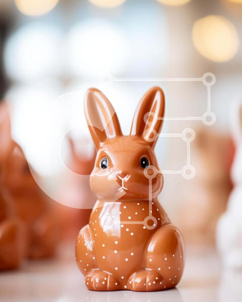 Intra Συλλεκτικό Ξύλινο Παζλ Plywood  4mm - Κεραμικά ειδώλια λαγουδάκι διατεταγμένα σε σειρές Σε Ξύλινο Κουτί - Διαστάσεις Puzzle: 10x10 cm – 25 κομμάτια