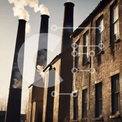 Intra Συλλεκτικό Ξύλινο Παζλ Plywood 4mm - Βιομηχανική περιοχή με πλινθόκτιστα κτίρια και καπνοδόχους Σε Ξύλινο Κουτί - Διαστάσεις Puzzle: 10x10 cm – 25 κομμάτια - Image 1