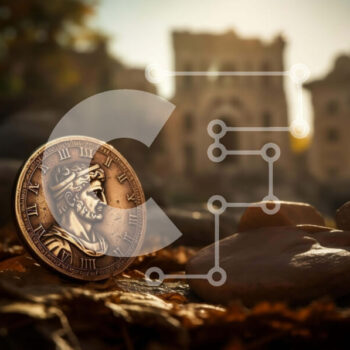 Intra Συλλεκτικό Ξύλινο Παζλ Plywood  4mm - Αρχαίο ρωμαϊκό νόμισμα σε βράχους και φύλλα Σε Ξύλινο Κουτί - Διαστάσεις Puzzle: 10x10 cm – 25 κομμάτια - Image 1