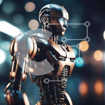 Intra Συλλεκτικό Ξύλινο Παζλ Plywood  4mm - Φουτουριστικό ρομπότ σε αστικό περιβάλλον Σε Ξύλινο Κουτί - Διαστάσεις Puzzle: 10x10 cm – 25 κομμάτια - Image 1