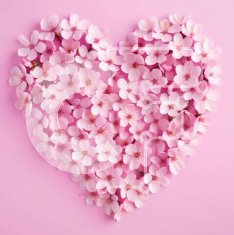 Intra Συλλεκτικό Ξύλινο Παζλ Plywood  4mm - Άνθη κερασιάς σε σχήμα καρδιάς σε ροζ φόντο Σε Ξύλινο Κουτί - Διαστάσεις Puzzle: 10x10 cm – 25 κομμάτια - Image 1