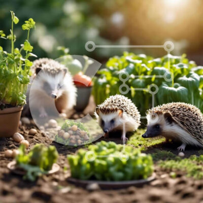 Intra Συλλεκτικό Ξύλινο Παζλ Plywood 4mm - Τρεις σκαντζόχοιροι σε έναν κήπο με λαχανικά και φυτά Σε Ξύλινο Κουτί - Διαστάσεις: 10x10 cm – 25 κομμάτια - Image 1