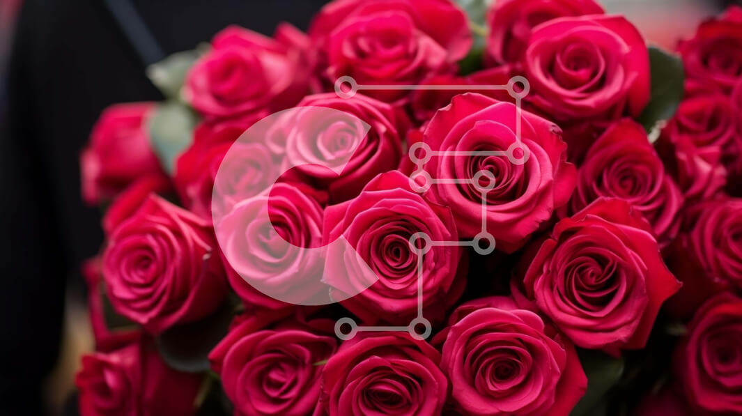 Intra Συλλεκτικό Ξύλινο Παζλ Plywood  4mm - Μπουκέτο με κόκκινα τριαντάφυλλα στα χέρια Σε Ξύλινο Κουτί - Διαστάσεις Puzzle: 10x10 cm – 25 κομμάτια