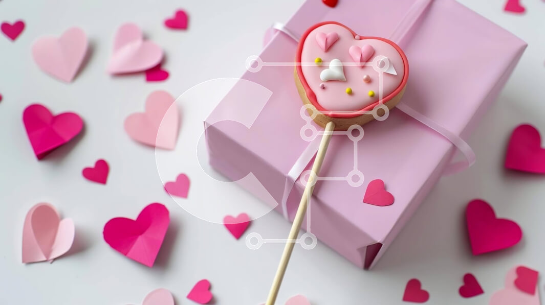 Intra Συλλεκτικό Ξύλινο Παζλ Plywood  4mm - Γλειφιτζούρι σε σχήμα καρδιάς και ροζ κουτί δώρου με καρδιές Σε Ξύλινο Κουτί - Διαστάσεις: 10x10 cm – 25 κομμάτια