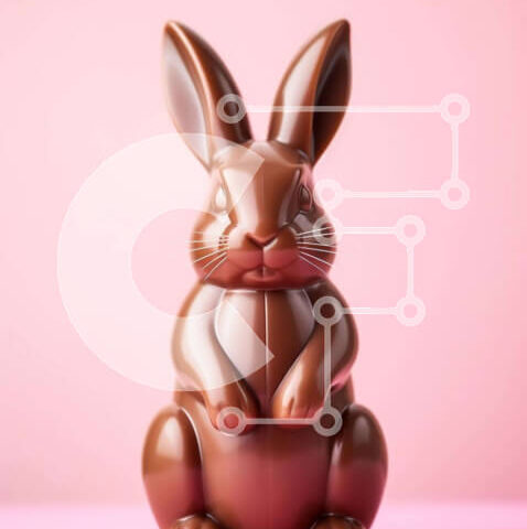 Intra Συλλεκτικό Ξύλινο Παζλ Plywood  4mm - Σοκολατένιο ειδώλιο λαγουδάκι σε ροζ φόντο Σε Ξύλινο Κουτί - Διαστάσεις: 10x10 cm – 25 κομμάτια - Image 1