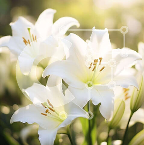 Intra Συλλεκτικό Ξύλινο Παζλ Plywood  4mm - Ζωντανοί λευκοί κρίνοι στο έντονο φως του ήλιου Σε Ξύλινο Κουτί - Διαστάσεις: 10x10 cm – 25 κομμάτια - Image 1