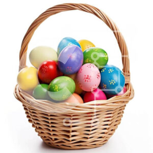 Intra Συλλεκτικό Ξύλινο Παζλ Plywood  4mm - Πολύχρωμα Πασχαλινά αυγά στο ψάθινο καλάθι Σε Ξύλινο Κουτί - Διαστάσεις: 10x10 cm – 25 κομμάτια