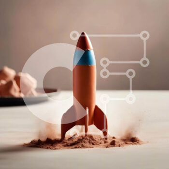 Intra Συλλεκτικό Ξύλινο Παζλ Plywood  4mm - Orange Toy Rocket έτοιμος για εκτόξευση στο τραπέζι με άμμο και φαγητό Σε Ξύλινο Κουτί - Διαστάσεις: 10x10 cm – 25 κομμάτια - Image 1