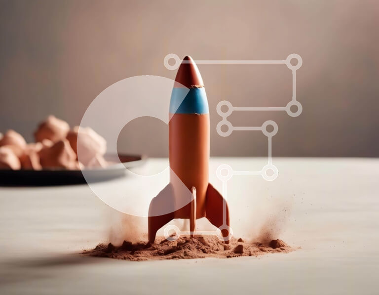 Intra Συλλεκτικό Ξύλινο Παζλ Plywood  4mm - Orange Toy Rocket έτοιμος για εκτόξευση στο τραπέζι με άμμο και φαγητό Σε Ξύλινο Κουτί - Διαστάσεις: 10x10 cm – 25 κομμάτια - Image 1