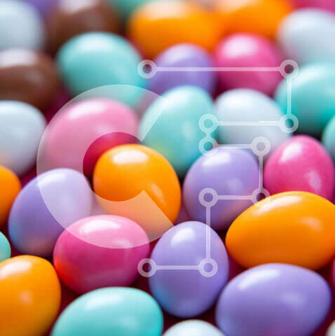 Intra Συλλεκτικό Ξύλινο Παζλ Plywood 4mm - Πολύχρωμα αυγά καραμελών στο τραπέζι Σε Ξύλινο Κουτί - Διαστάσεις: 10x10 cm – 25 κομμάτια - Image 1