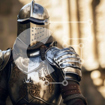 Intra Συλλεκτικό Ξύλινο Παζλ Plywood  4mm - Μεσαιωνικός ιππότης στην πανοπλία έξω από το παλιό κτίριο Σε Ξύλινο Κουτί - Διαστάσεις Puzzle: 10x10 cm – 25 κομμάτια - Image 1