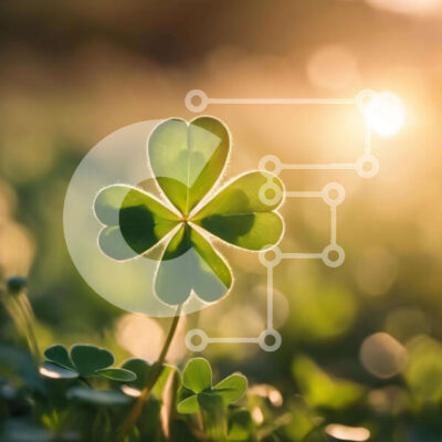 Intra Συλλεκτικό Ξύλινο Παζλ Plywood  4mm - Τετράφυλλο τριφύλλι στο χωράφι στο ηλιοβασίλεμα Σε Ξύλινο Κουτί - Διαστάσεις: 10x10 cm – 25 κομμάτια - Image 1