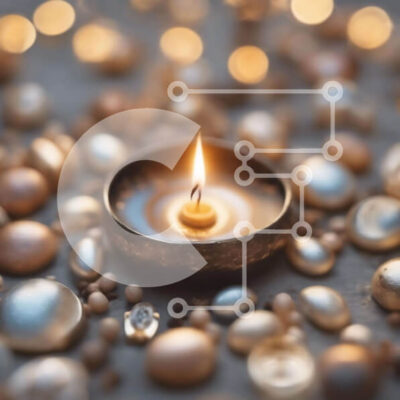 Intra Συλλεκτικό Ξύλινο Παζλ Plywood  4mm - Αναμμένο κερί με χρυσές και ασημένιες χάντρες Σε Ξύλινο Κουτί - Διαστάσεις Puzzle: 10x10 cm – 25 κομμάτια - Image 1