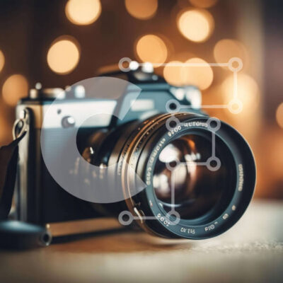 Intra Συλλεκτικό Ξύλινο Παζλ Plywood  4mm - Ασπρόμαυρη κάμερα σε ξύλινο τραπέζι με φώτα Σε Ξύλινο Κουτί - Διαστάσεις: 10x10 cm – 25 κομμάτια - Image 1