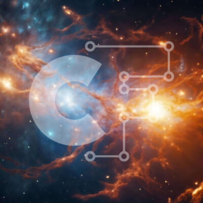 Intra Συλλεκτικό Ξύλινο Παζλ Plywood  4mm - Σμήνος γαλαξιών στο διάστημα με φωτεινά μπλε και πορτοκαλί αστέρια Σε Ξύλινο Κουτί - Διαστάσεις Puzzle: 10x10 cm – 25 κομμάτια - Image 1