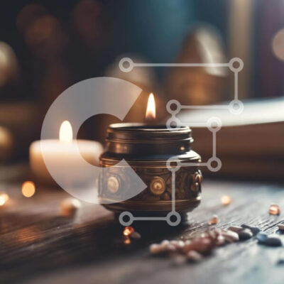 Intra Συλλεκτικό Ξύλινο Παζλ Plywood  4mm - Κερί, πέτρες και βιβλίο σε ξύλινο τραπέζι για πνευματική πρακτική Σε Ξύλινο Κουτί - Διαστάσεις Puzzle: 10x10 cm – 25 κομμάτια - Image 1