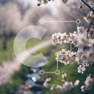 Intra Συλλεκτικό Ξύλινο Παζλ Plywood  4mm - Λευκό ανθισμένο δέντρο στο φυσικό τοπίο Σε Ξύλινο Κουτί - Διαστάσεις: 10x10 cm – 25 κομμάτια - Image 1