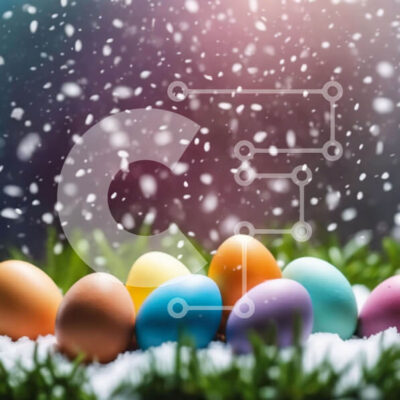 Intra Συλλεκτικό Ξύλινο Παζλ Plywood 4mm - Χαρούμενη Πασχαλινή γιορτή με πολύχρωμα αυγά στο χιόνι Σε Ξύλινο Κουτί - Διαστάσεις: 10x10 cm – 25 κομμάτια - Image 1